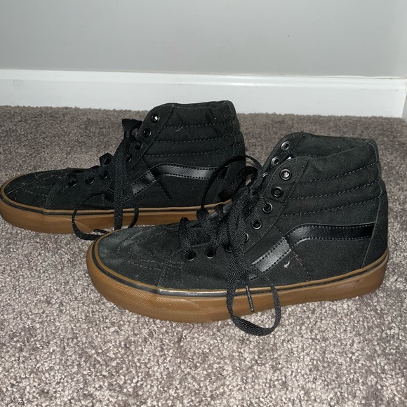 EUC Black Lace Up High Top Vans Sneakers - Picture 1 of 7